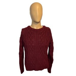 Vintage Oakton Limited Sweater Mens Size M Brick Red Cable Knit Long Sleeve